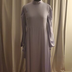 Lavander purple modest dress with tie